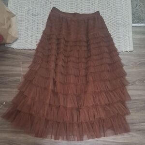 Elegant Brown Layered Skirt
